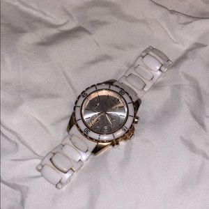 White and gold watch